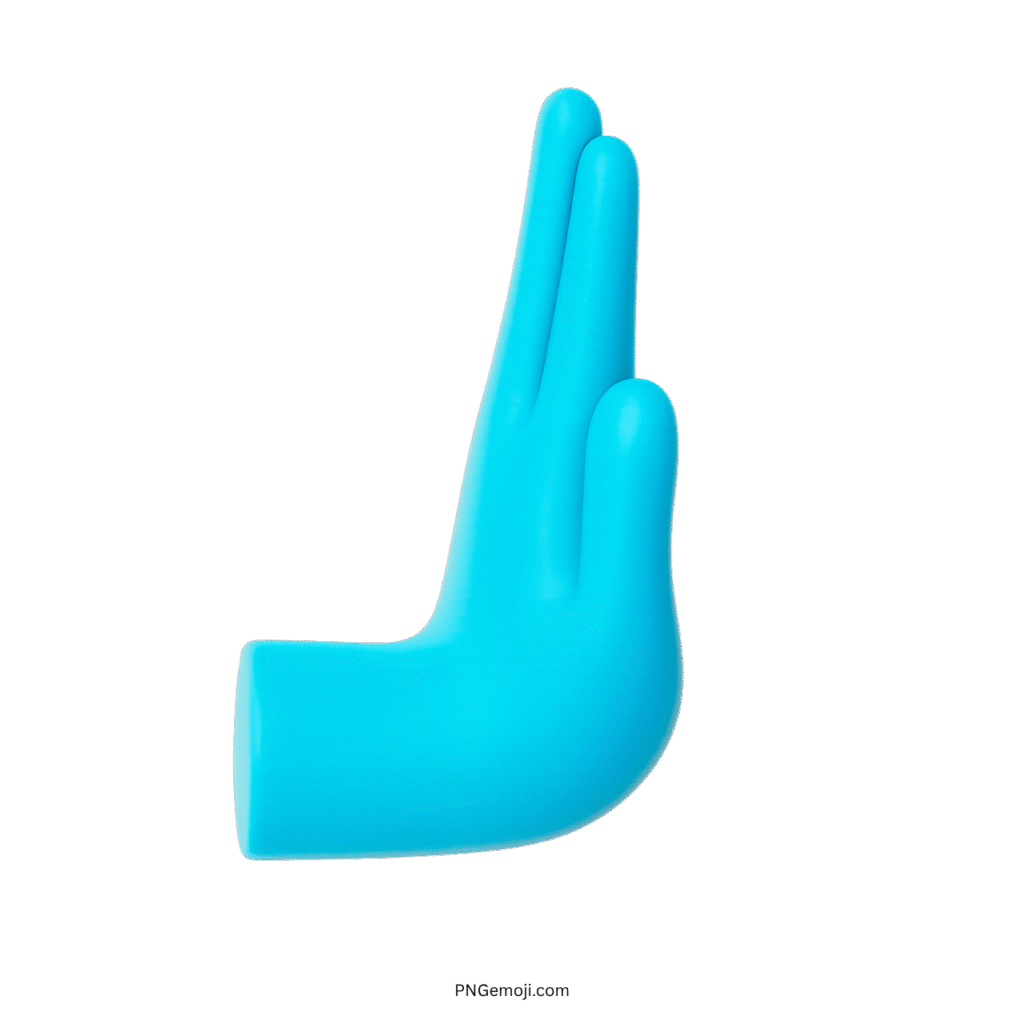 3D Blue Pushing Hand Emoji with a flat background