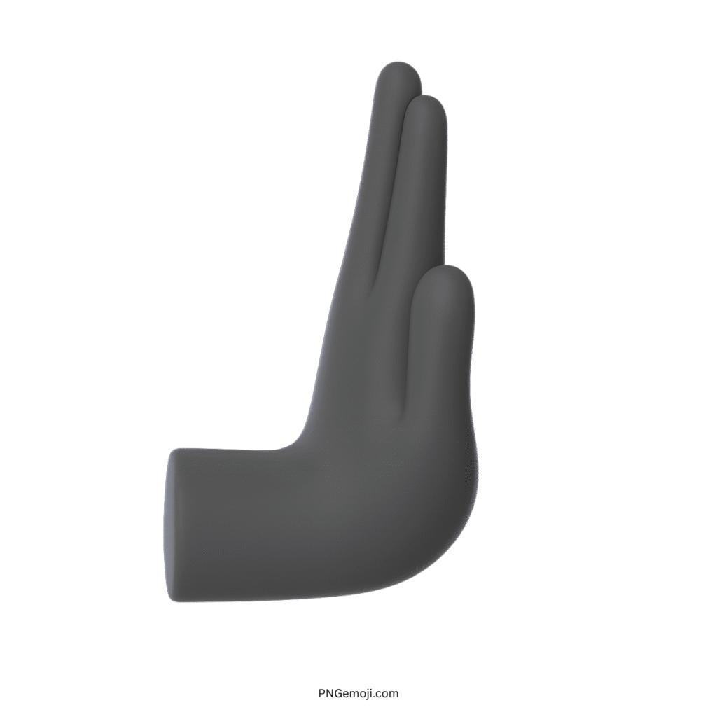 Dark 3D pushing hand emoji with fingers extended, representing a stop or forceful gesture.
