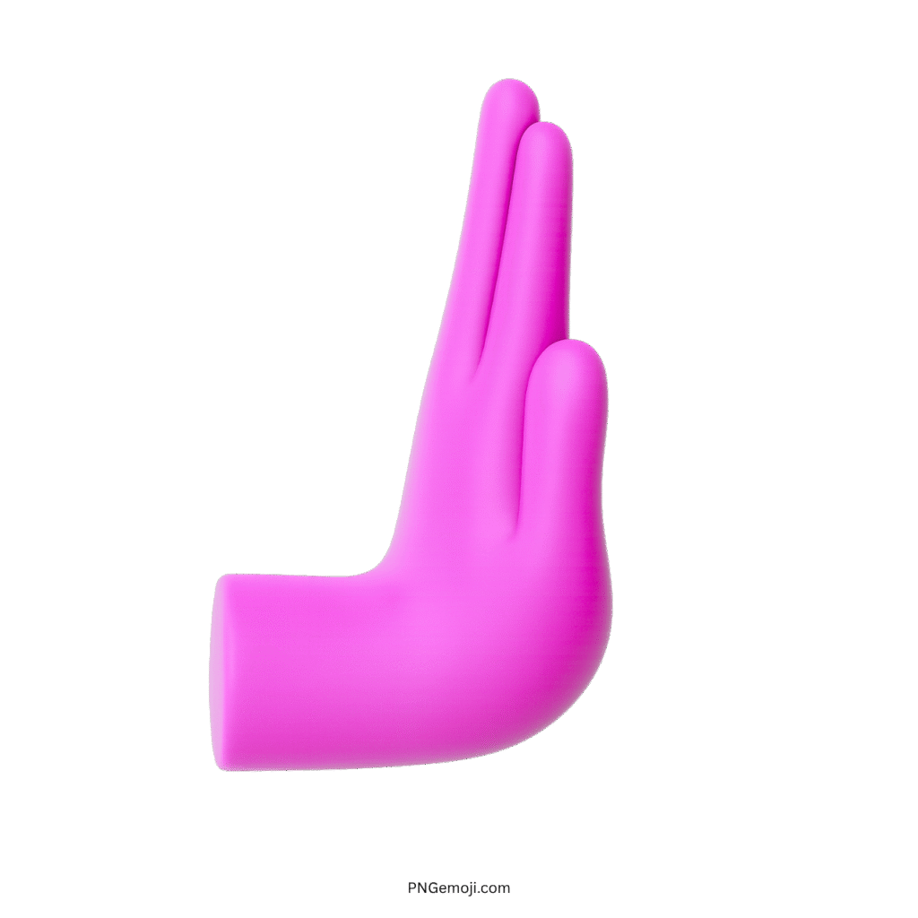 3D Pink Pushing Hand Emoji with a flat background