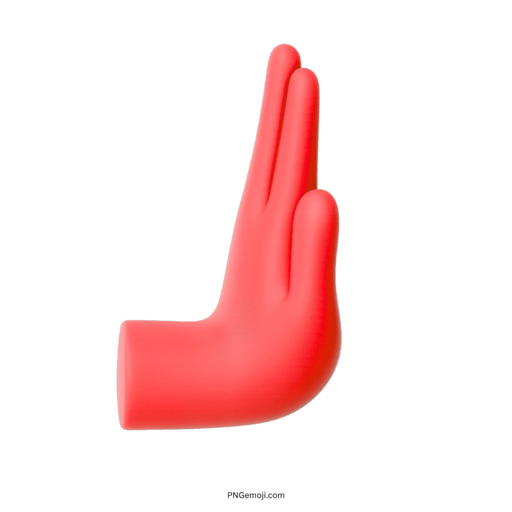 3D Red Pushing Hand Emoji with a flat background
