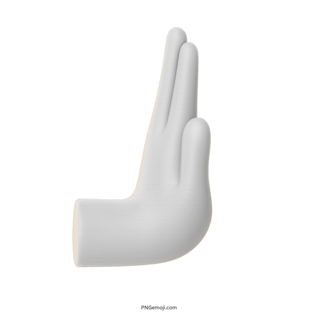 White 3D pushing hand emoji with extended fingers, symbolizing a forceful or stopping gesture.