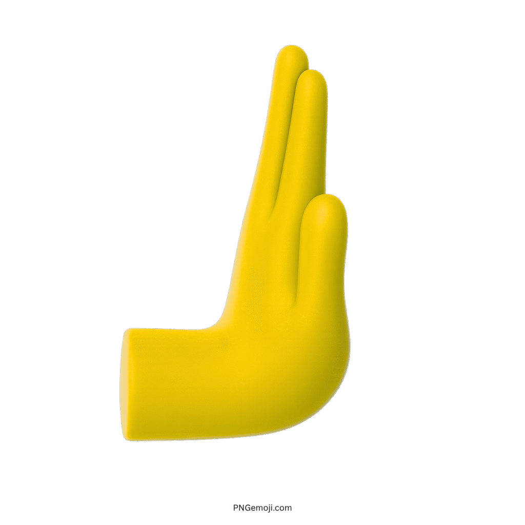 3D Yellow Pushing Hand Emoji with a flat background