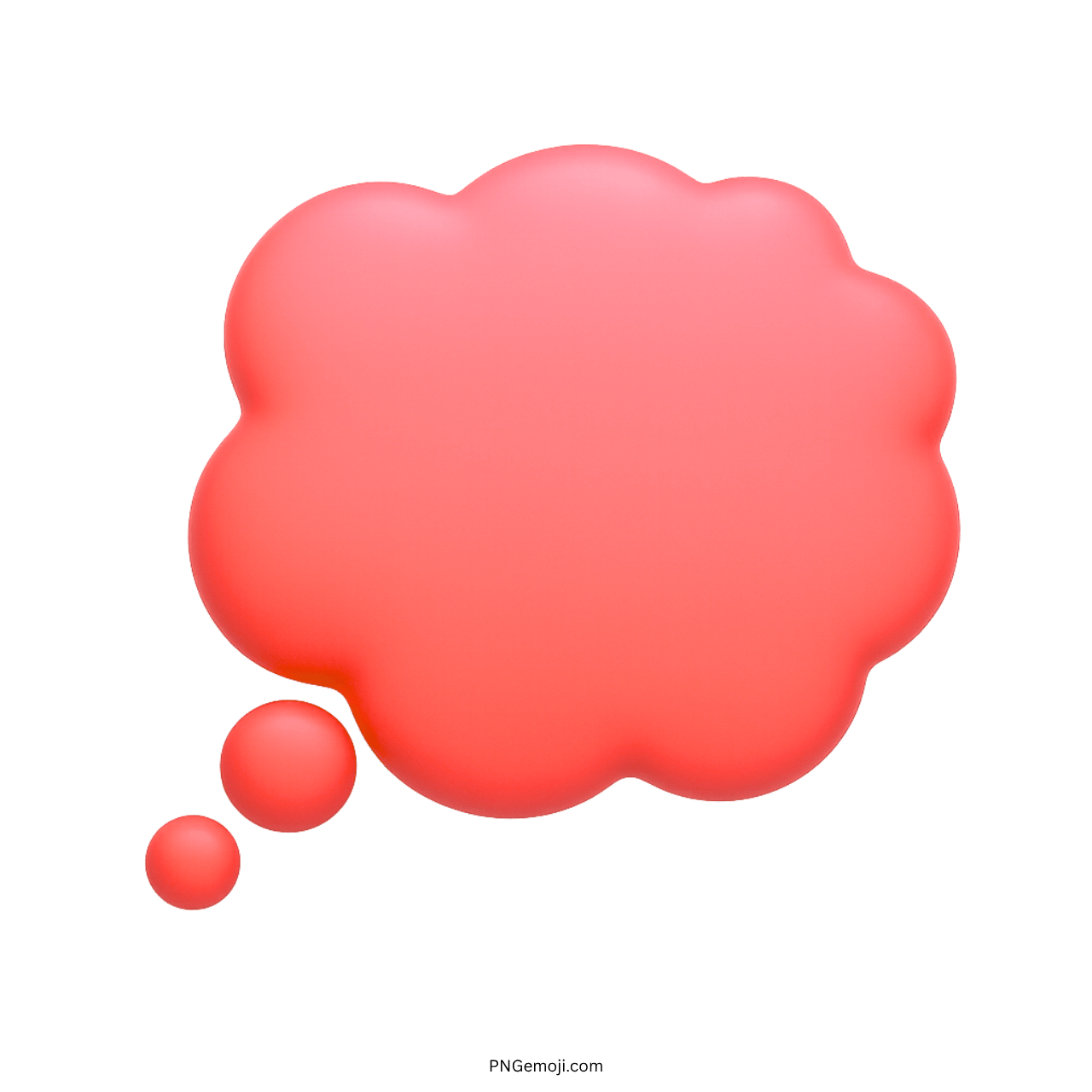 3D red thought balloon emoji PNG with bold rounded design and transparent background