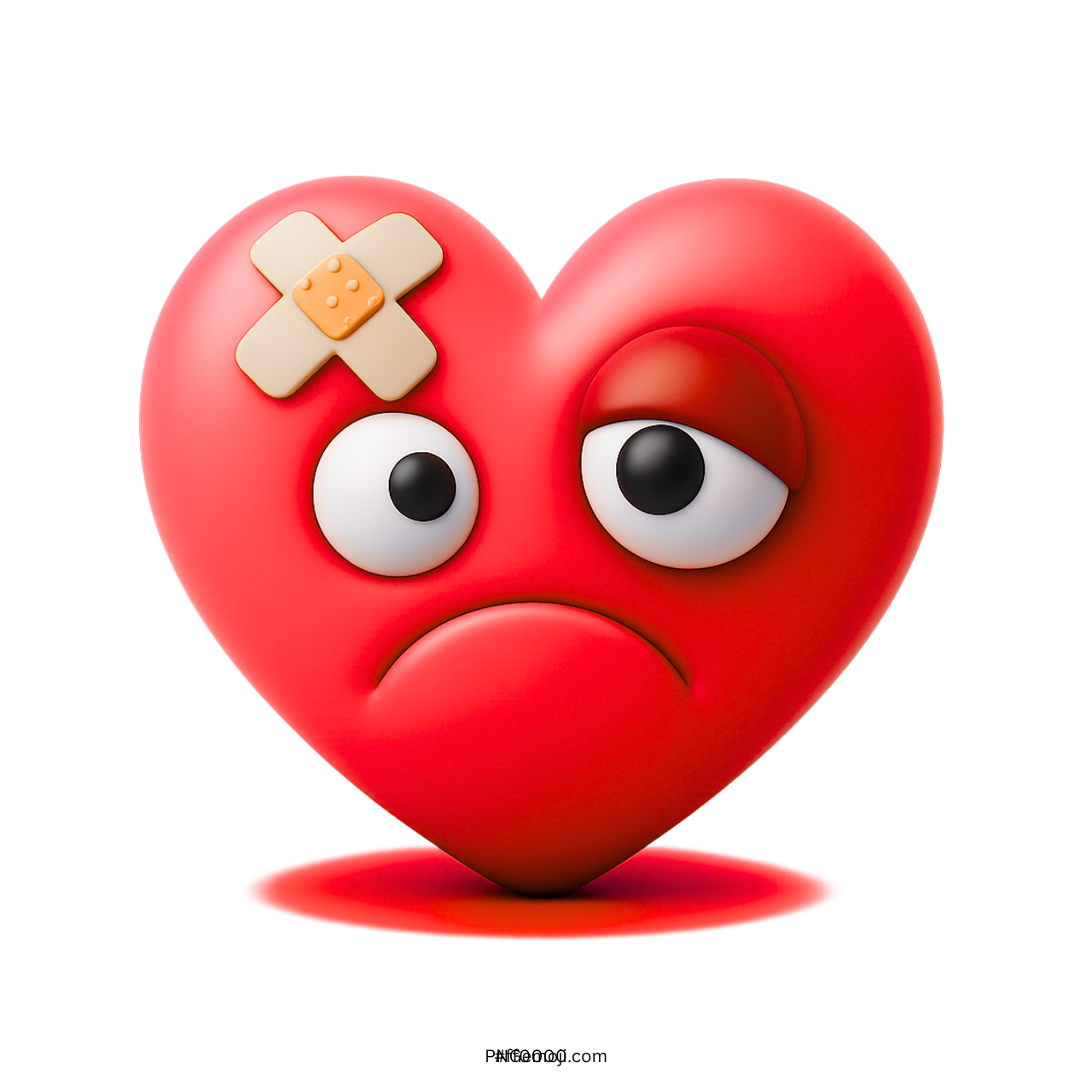 3D red beat up heart emoji with bandage sad emotional expression