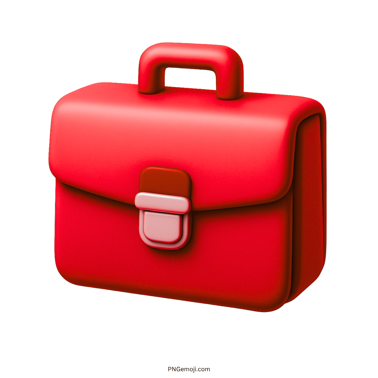 3D red briefcase emoji with a handle and clasp on a transparent background