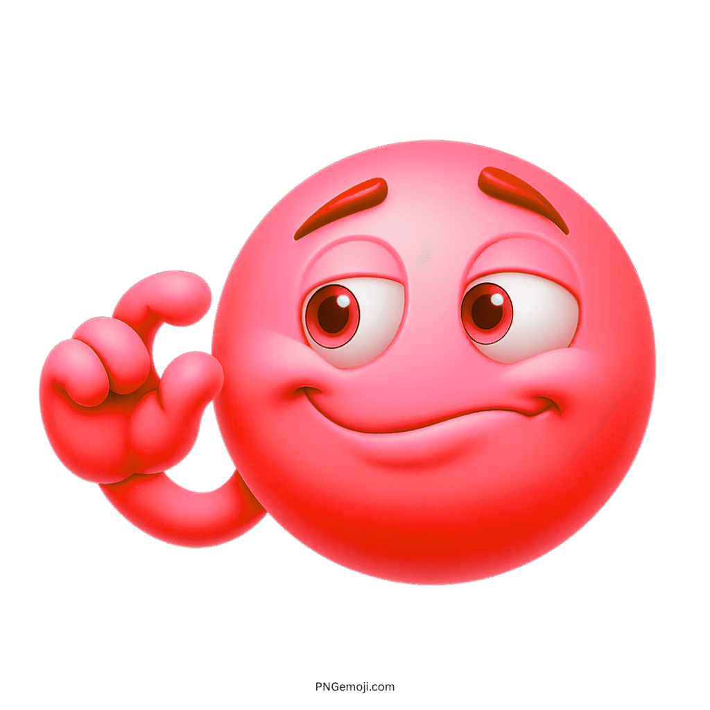 Red emoji face with “this much” hand gesture and humorous smug expression