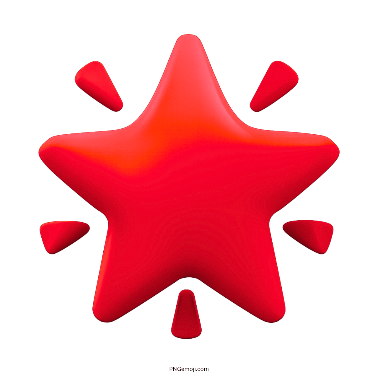 3D red glowing star emoji with sparkles, transparent background