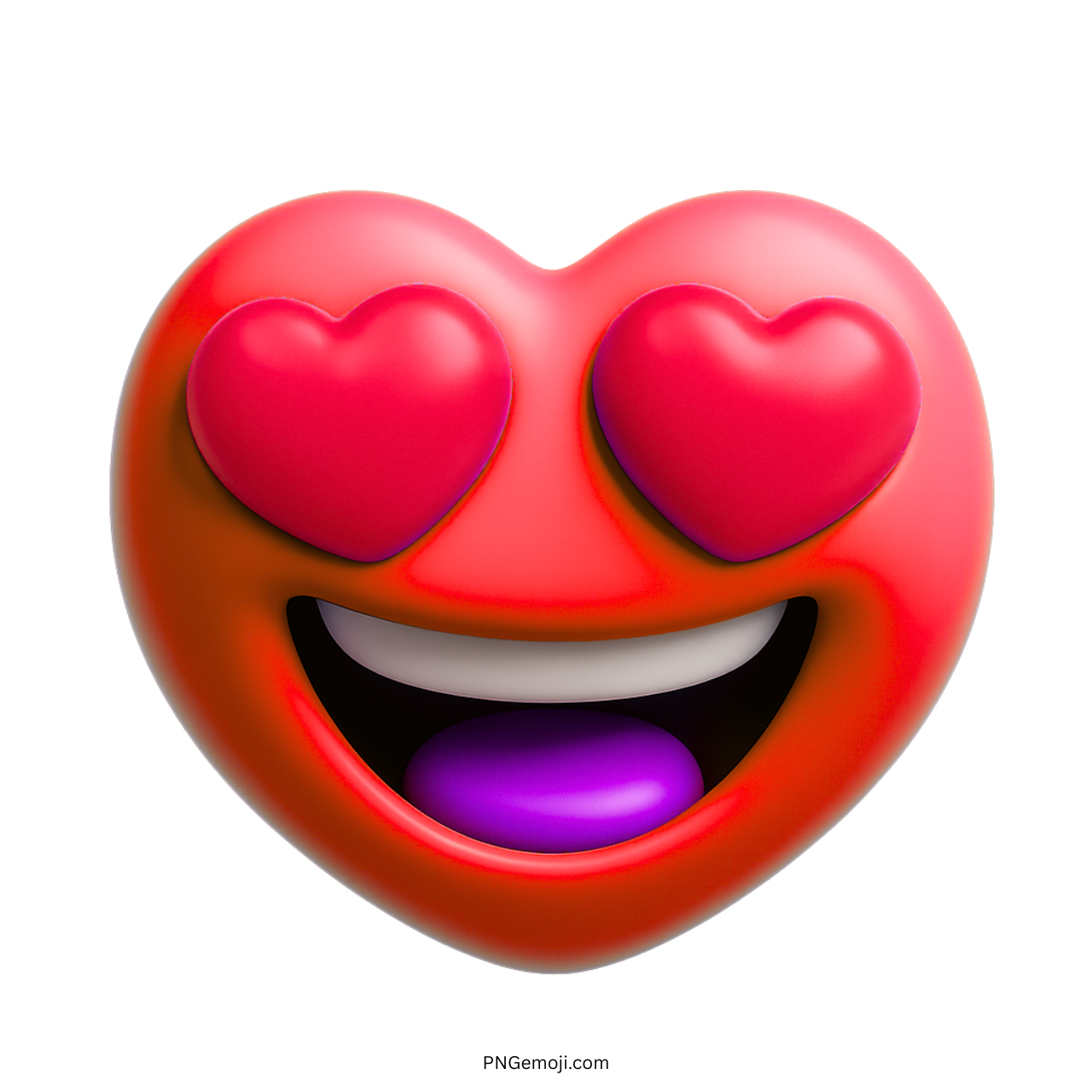 3D red heart emoji with love-filled eyes and cheerful smiling face expression