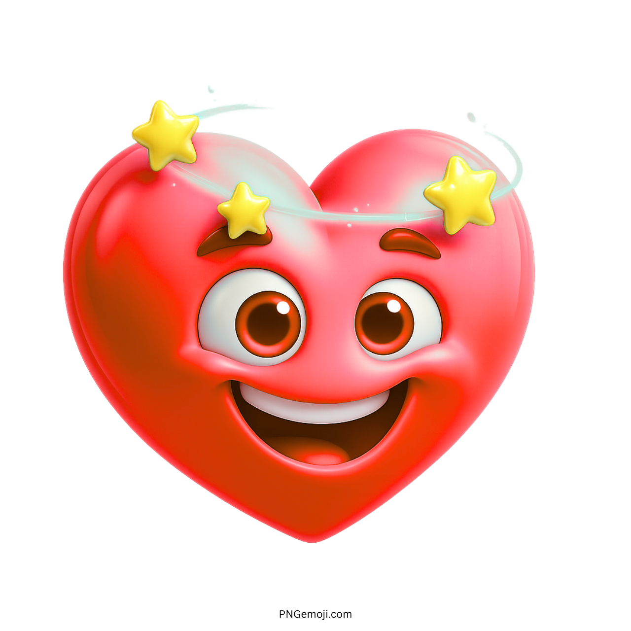 Red heart emoji with smiling face and spinning yellow stars expressing dizzy happiness
