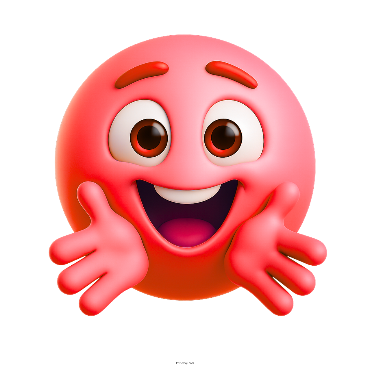 3D red hugging emoji with cheerful eyes and outstretched arms for warm gesture