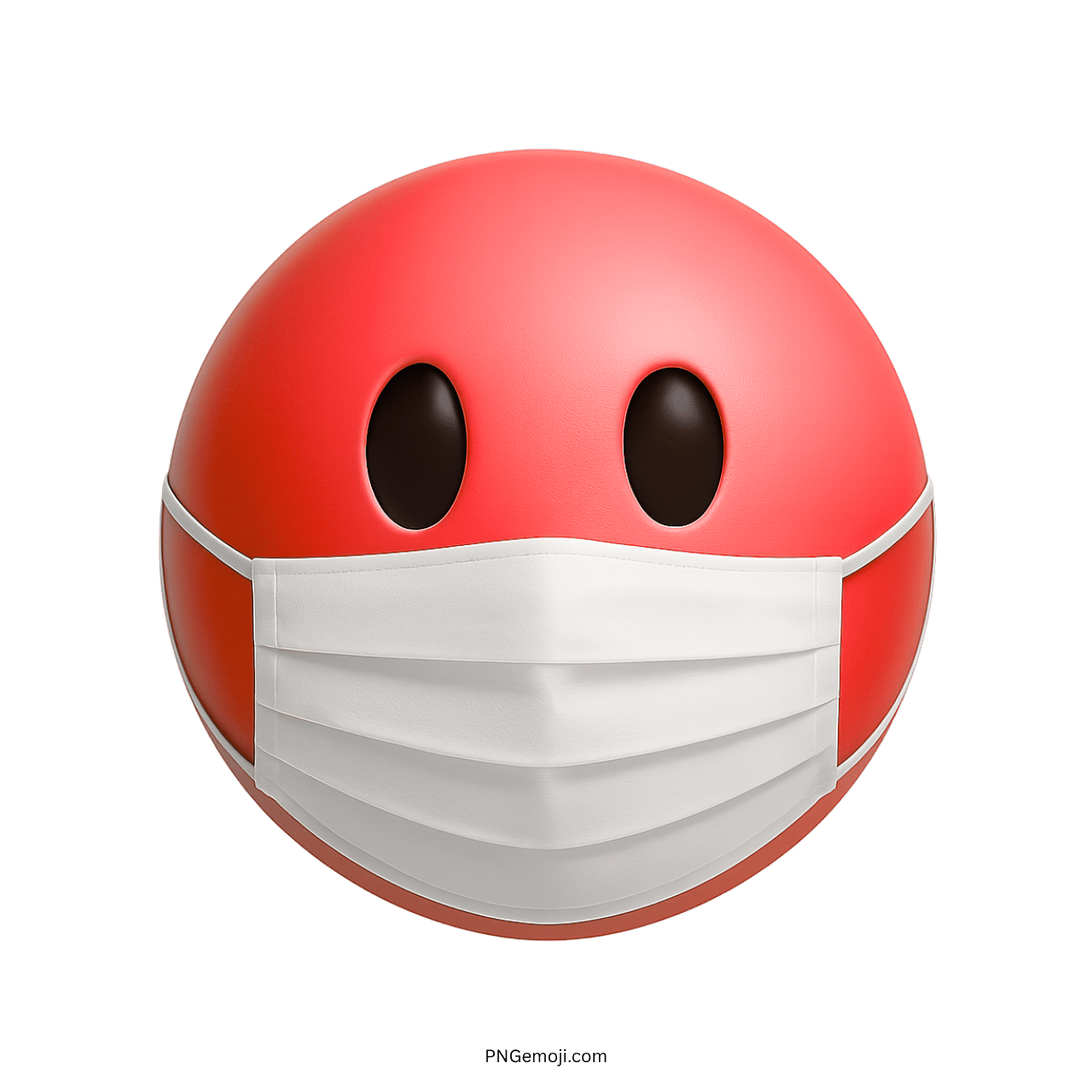 Red 3D emoji character with white face mask representing urgent health safety awareness