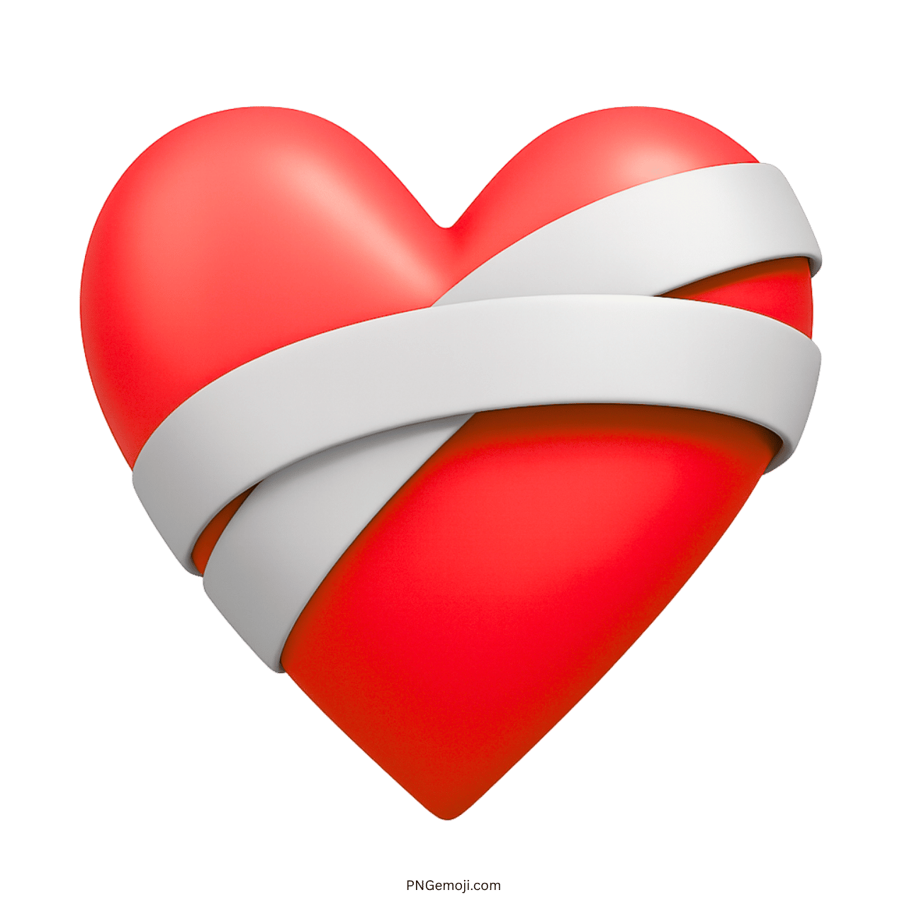 Red mending heart emoji wrapped in white bandages representing love, hurt, and healing