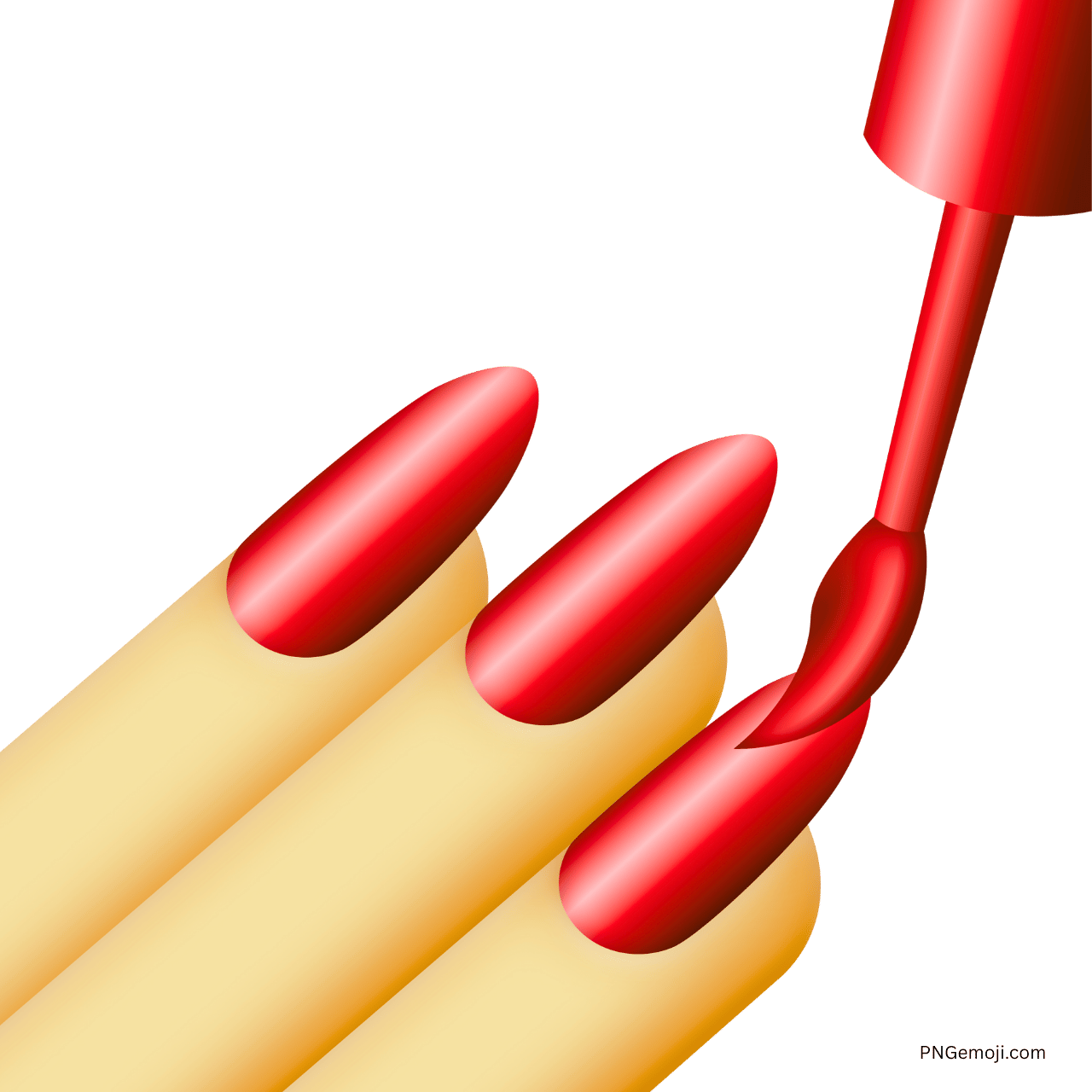 Red nail polish emoji showing shiny 3D manicure with brush applying color
