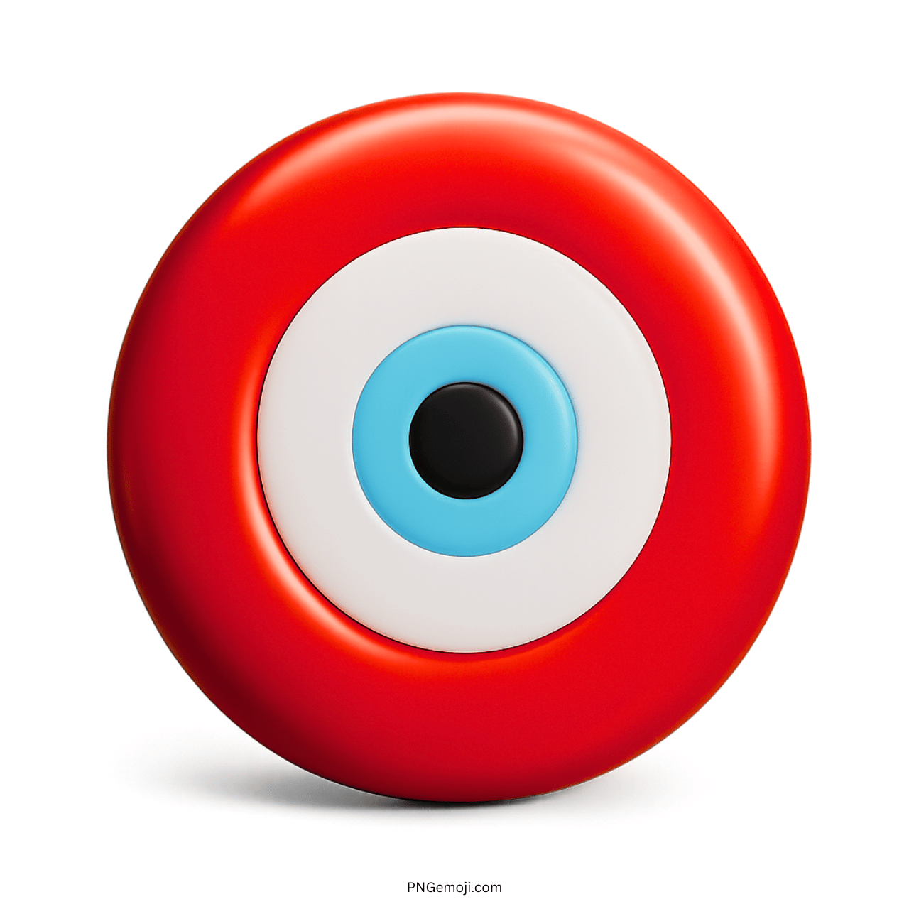 3D red Nazar amulet emoji with blue evil eye charm on transparent background for digital use