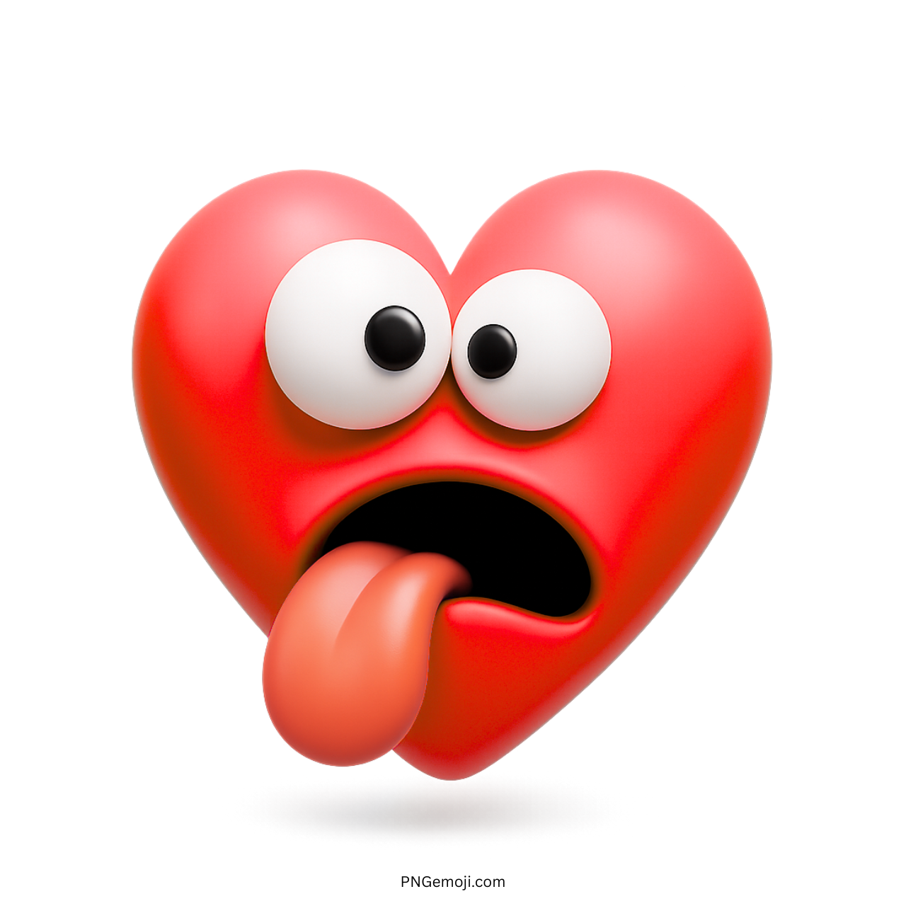 3D red heart emoji with silly eyes and tongue-out expression face