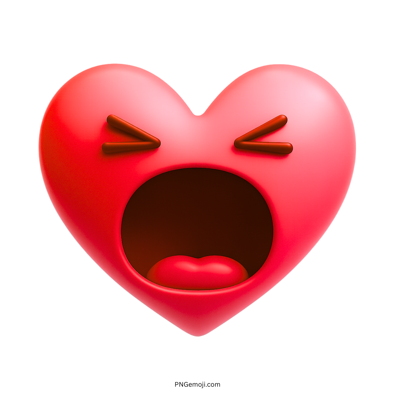 Red heart emoji yelling loudly with closed eyes in emotional outburst or frustration