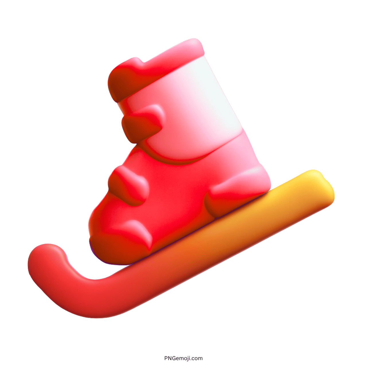 3D Red Skis Emoji with Orange Ski Pole PNG with Transparent Background