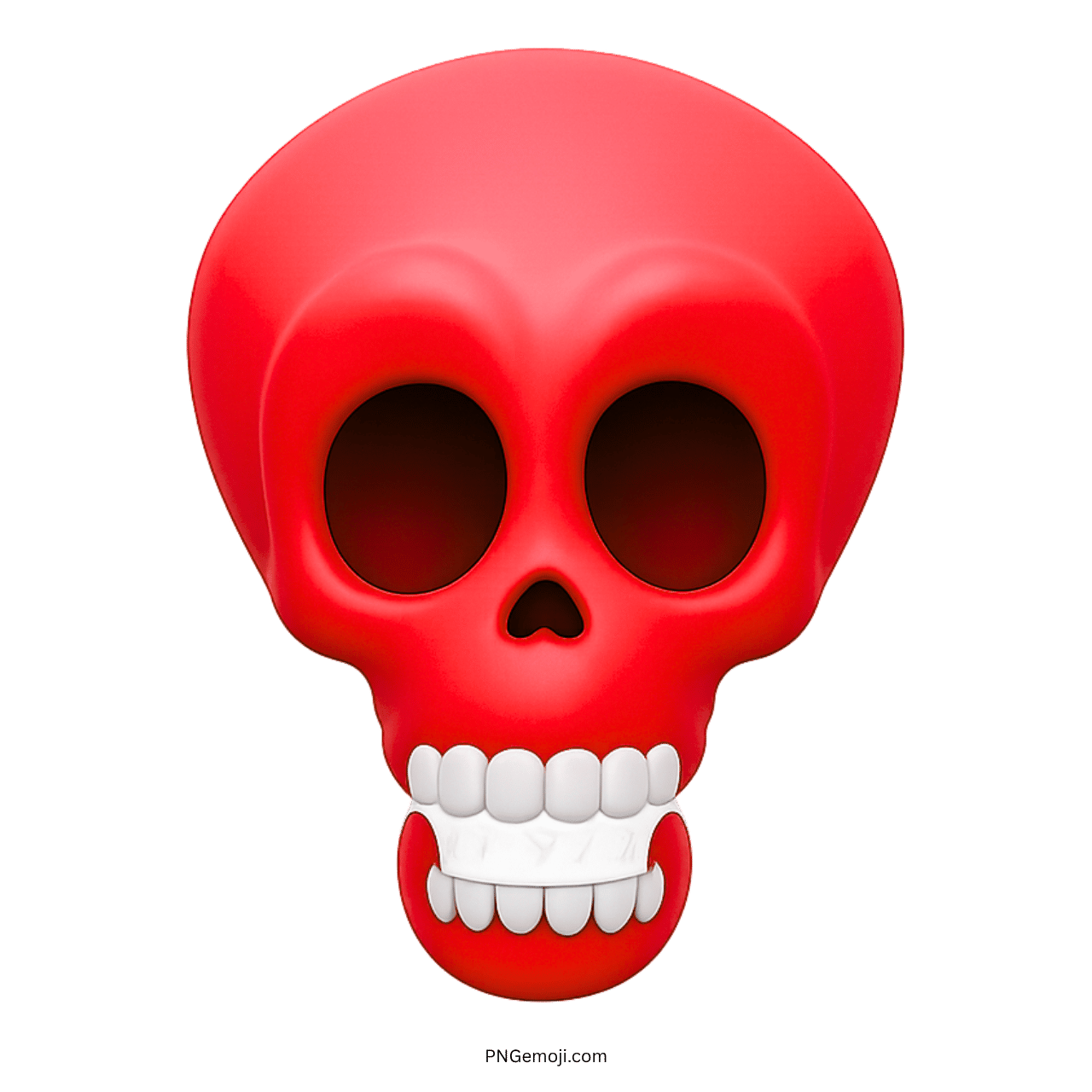 3D red shocked skull emoji with wide black eyes and teeth for funny reaction