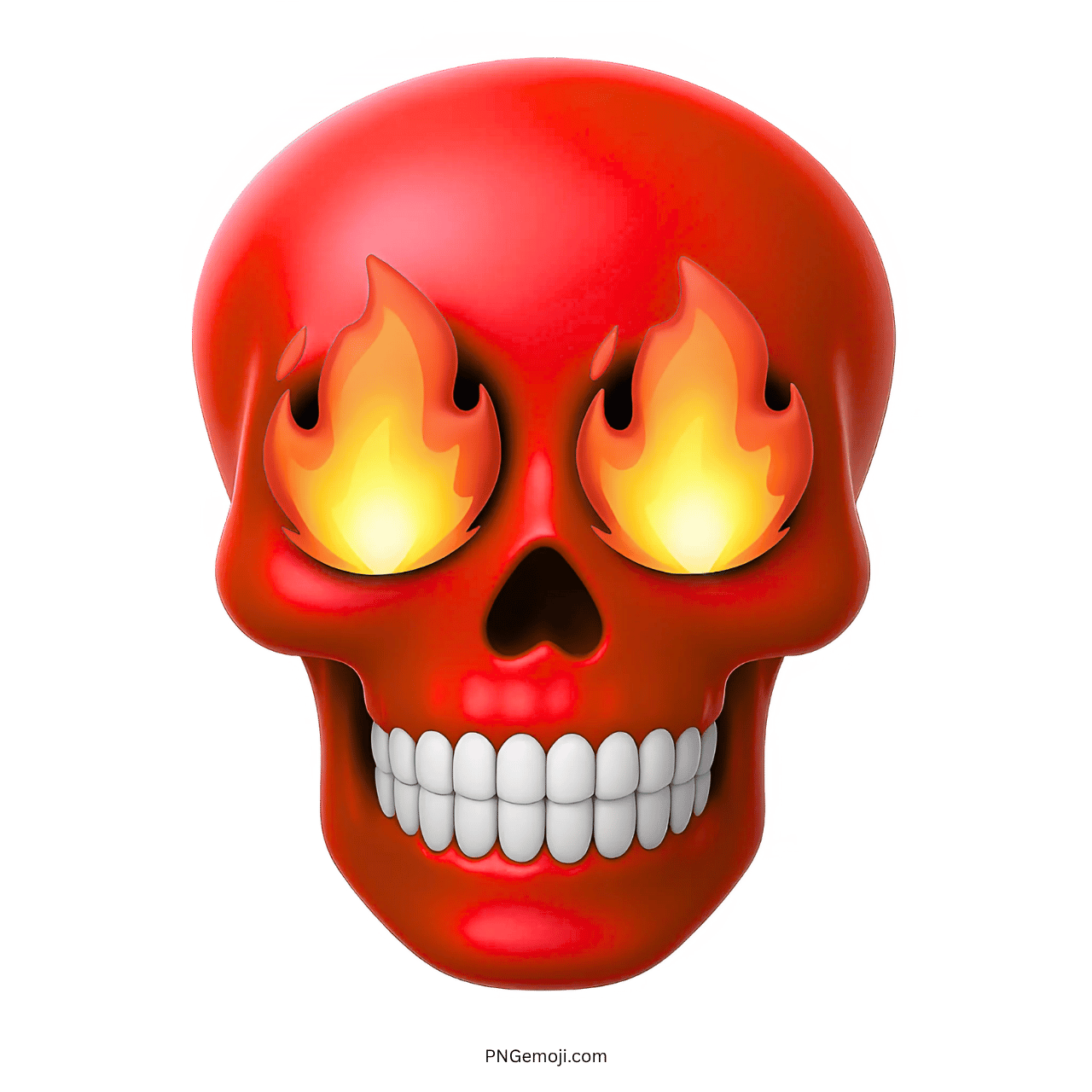 Red skull emoji with flaming fire eyes and teeth