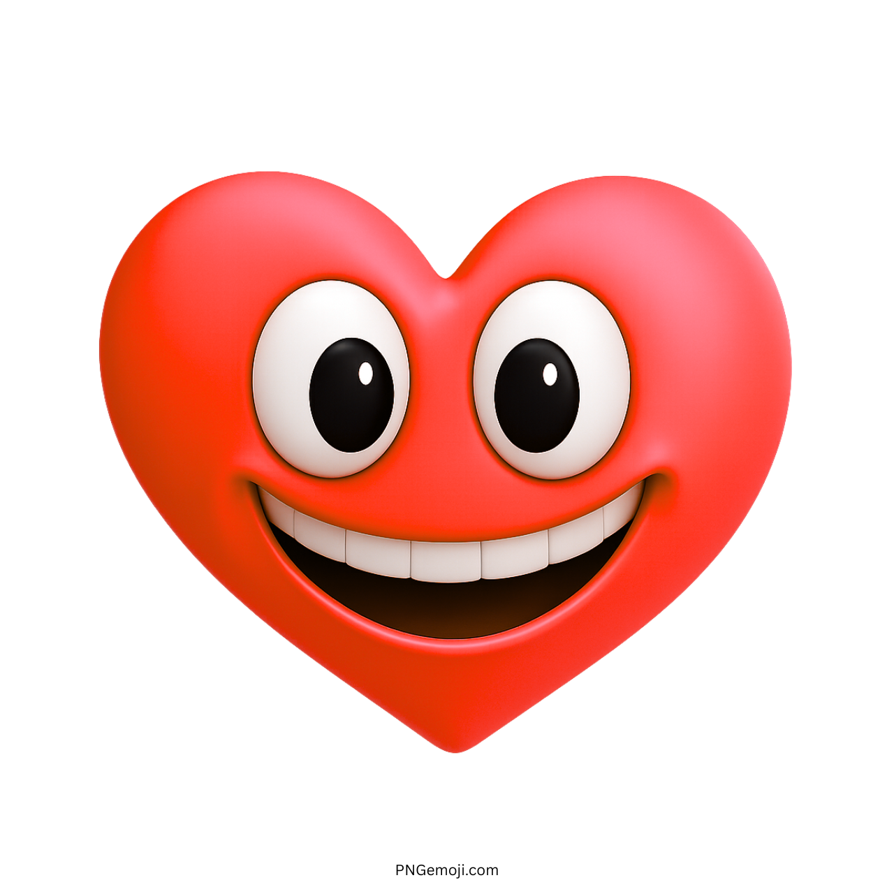 Red heart emoji with wide cartoon eyes and a big happy smiling face.