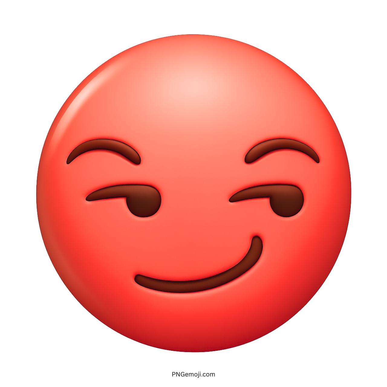 3D red smirking emoji with confident mischievous expression on transparent background