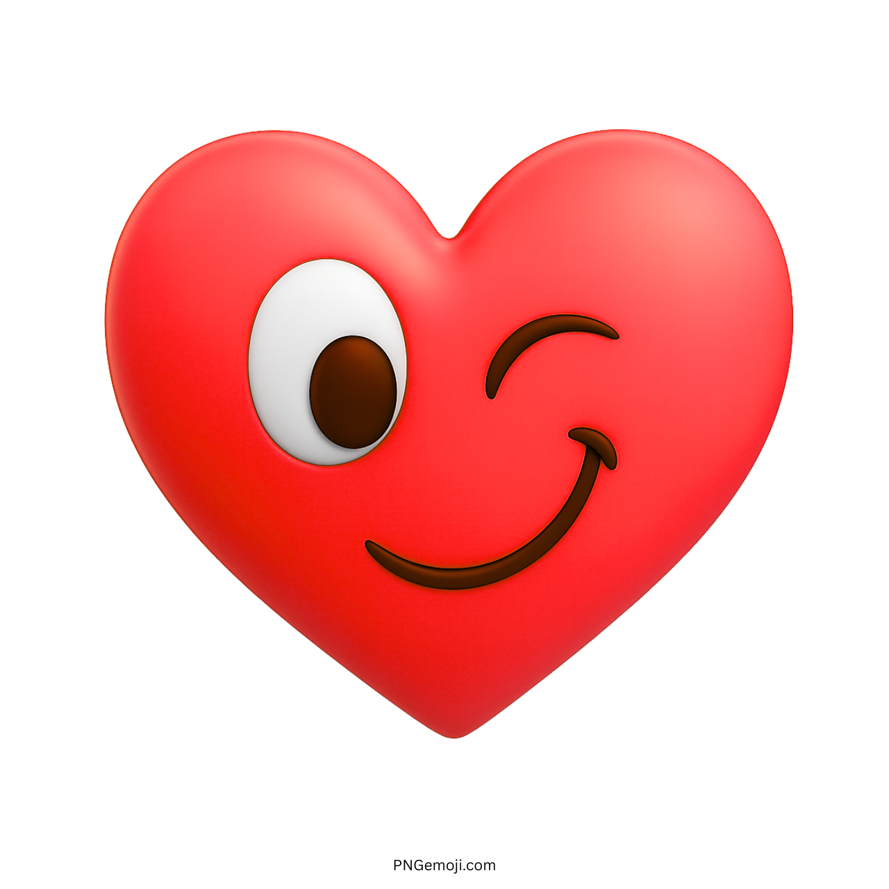 3D red heart emoji with playful winking eye and cute smiling face