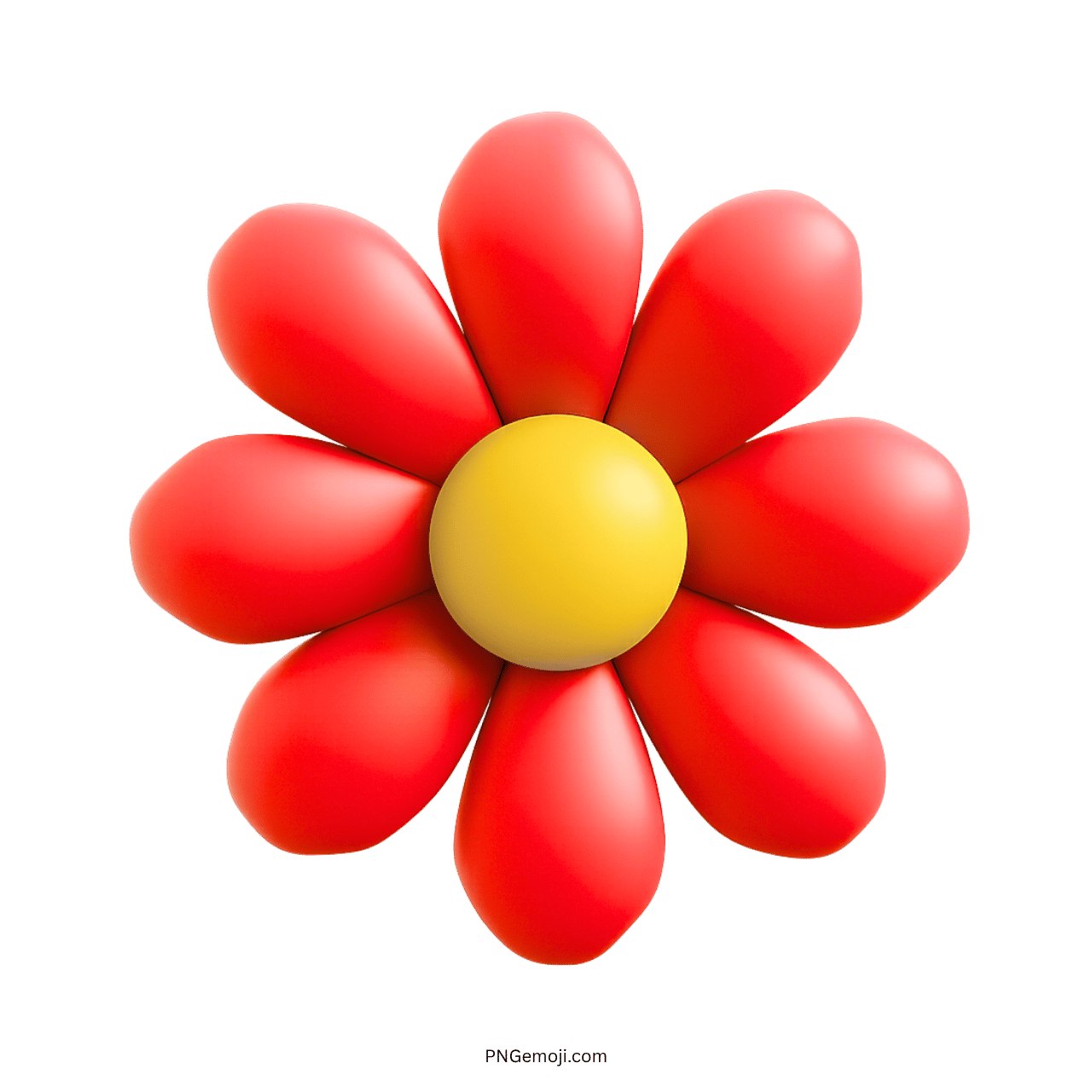 Bright red and yellow daisy flower clipart with smooth, rounded petals and center