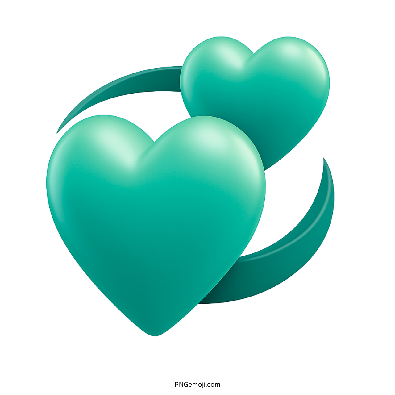 3D teal revolving hearts emoji symbolizing love, romance, and deep emotional connection