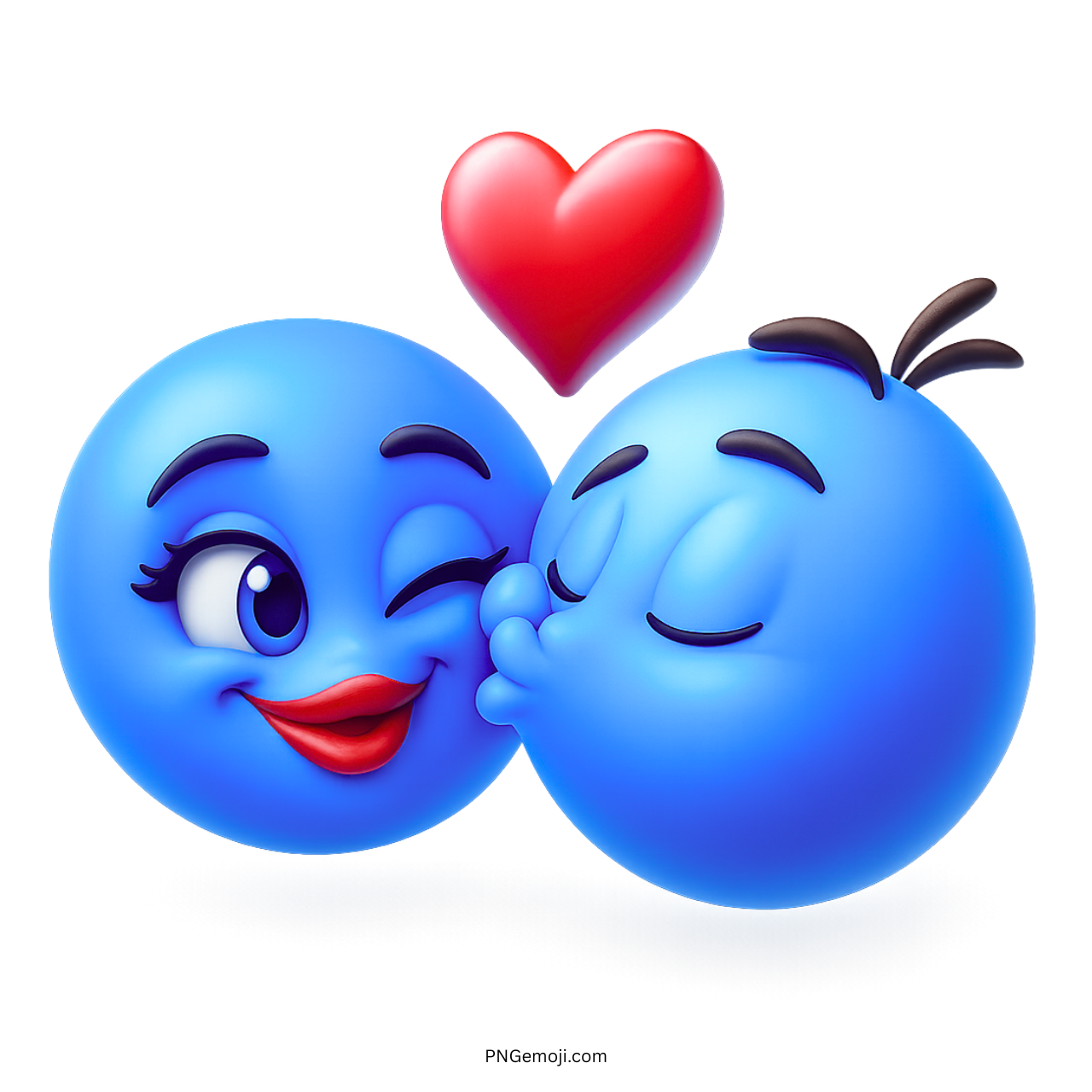 Romantic couple kiss emoji with heart and blue color love expression