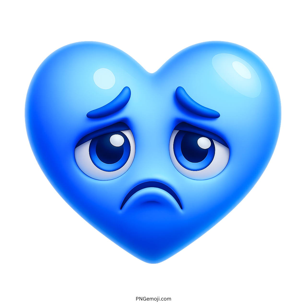 Blue heart emoji with sad eyes expressing heartbreak, loneliness, or emotional pain