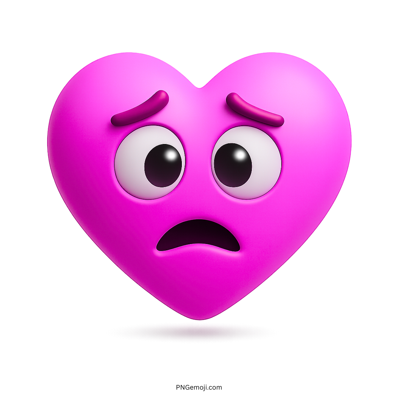 3D pink heart emoji showing scared sad expression with worried cartoon eyes