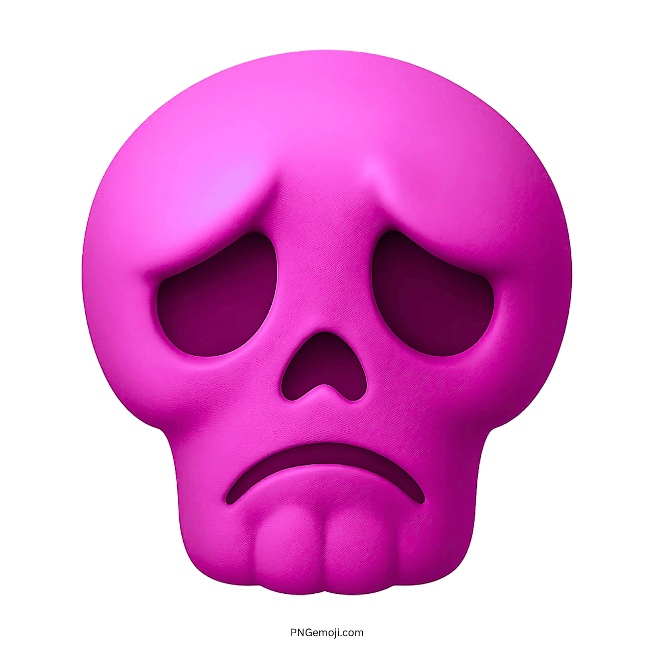 3D pink sad skull emoji with frowning mouth and hollow sad eyes