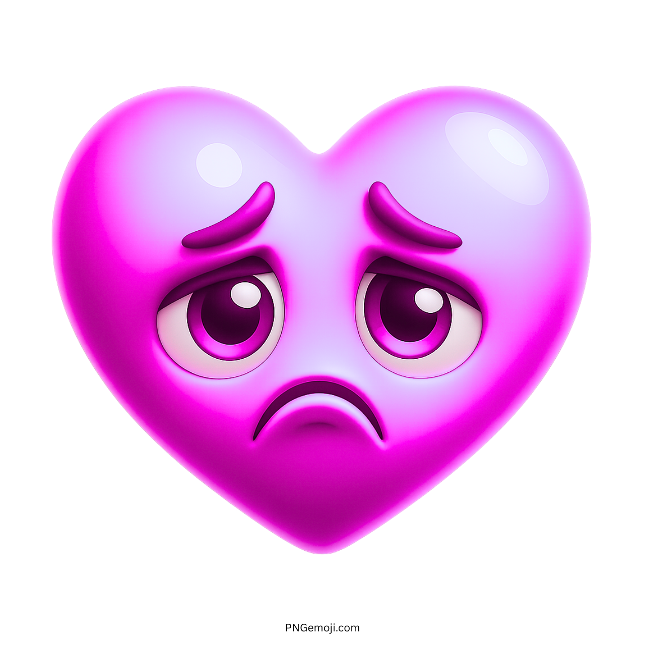 Purple heart emoji with sad teary eyes representing heartbreak, sorrow, or emotional loss