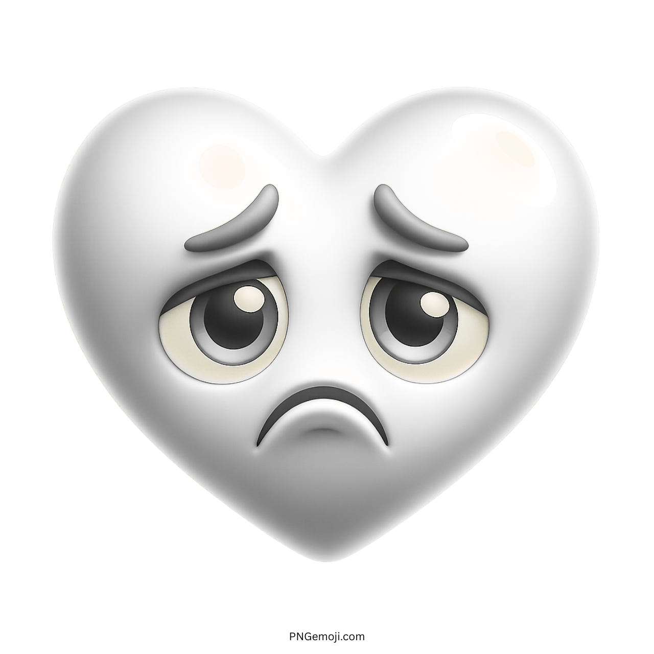 White heart emoji with sad eyes expressing grief, emotional pain, or gentle sorrow