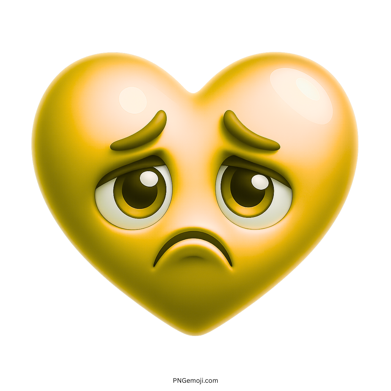 Yellow heart emoji with sad teary eyes symbolizing emotional pain, regret, or heartbreak