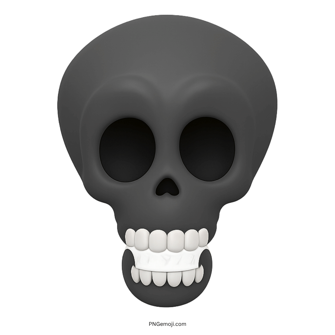 3D black shocked skull emoji with big eyes and teeth for funny reactions