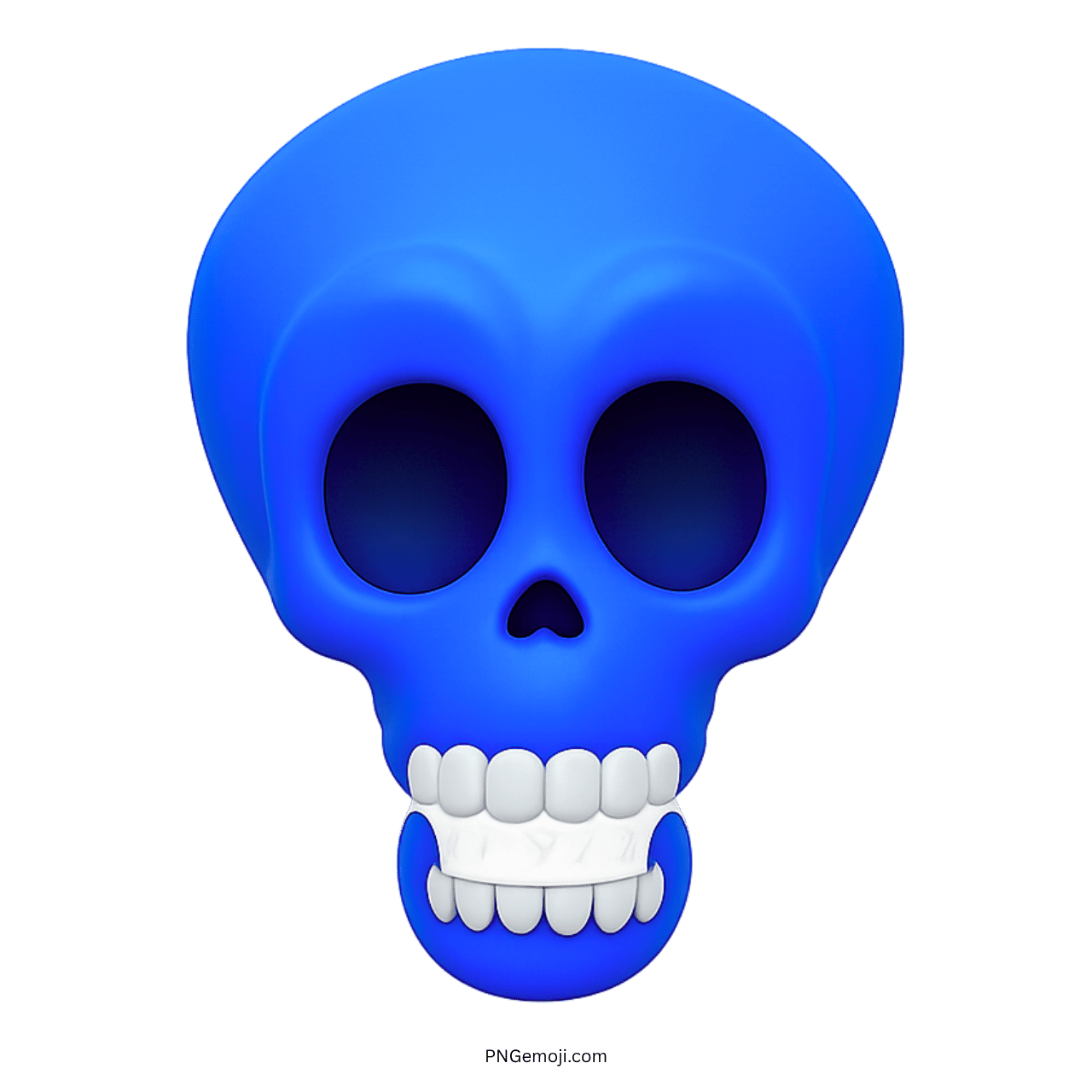 3D shocked blue skull emoji with wide eyes and teeth for funny reactions