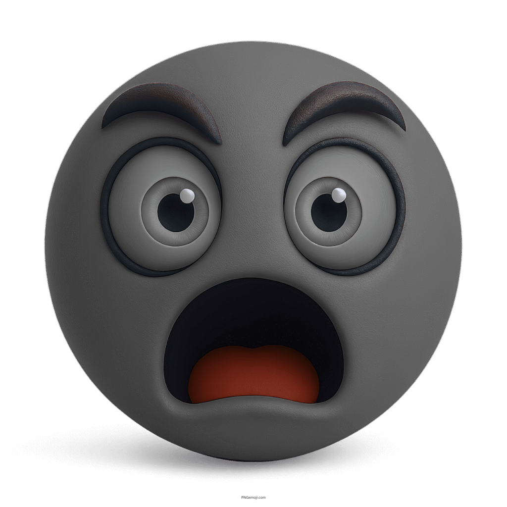 3D shocked blue emoji with wide eyes and open mouth expression