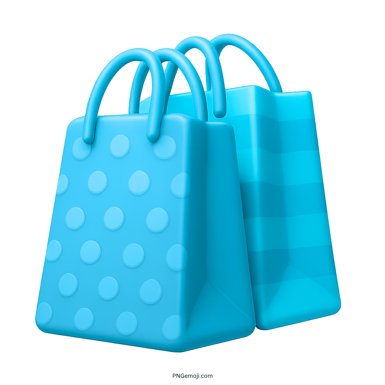  Light blue shopping bags emoji with raised dots and striped design, rendered in 3D