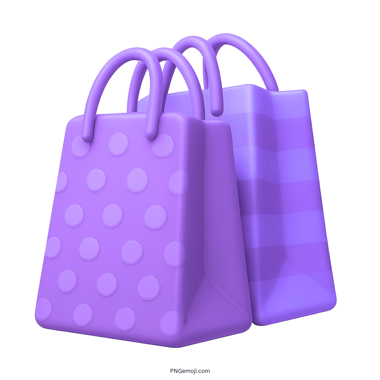 Purple shopping bags emoji with raised dots and striped design, rendered in 3D style.