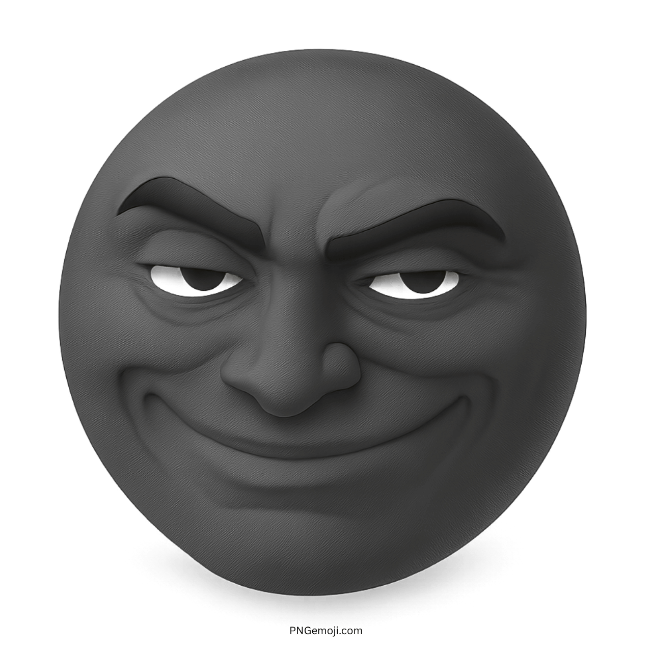 Black sigma troll face meme emoji with sly grin and mischievous confident expression
