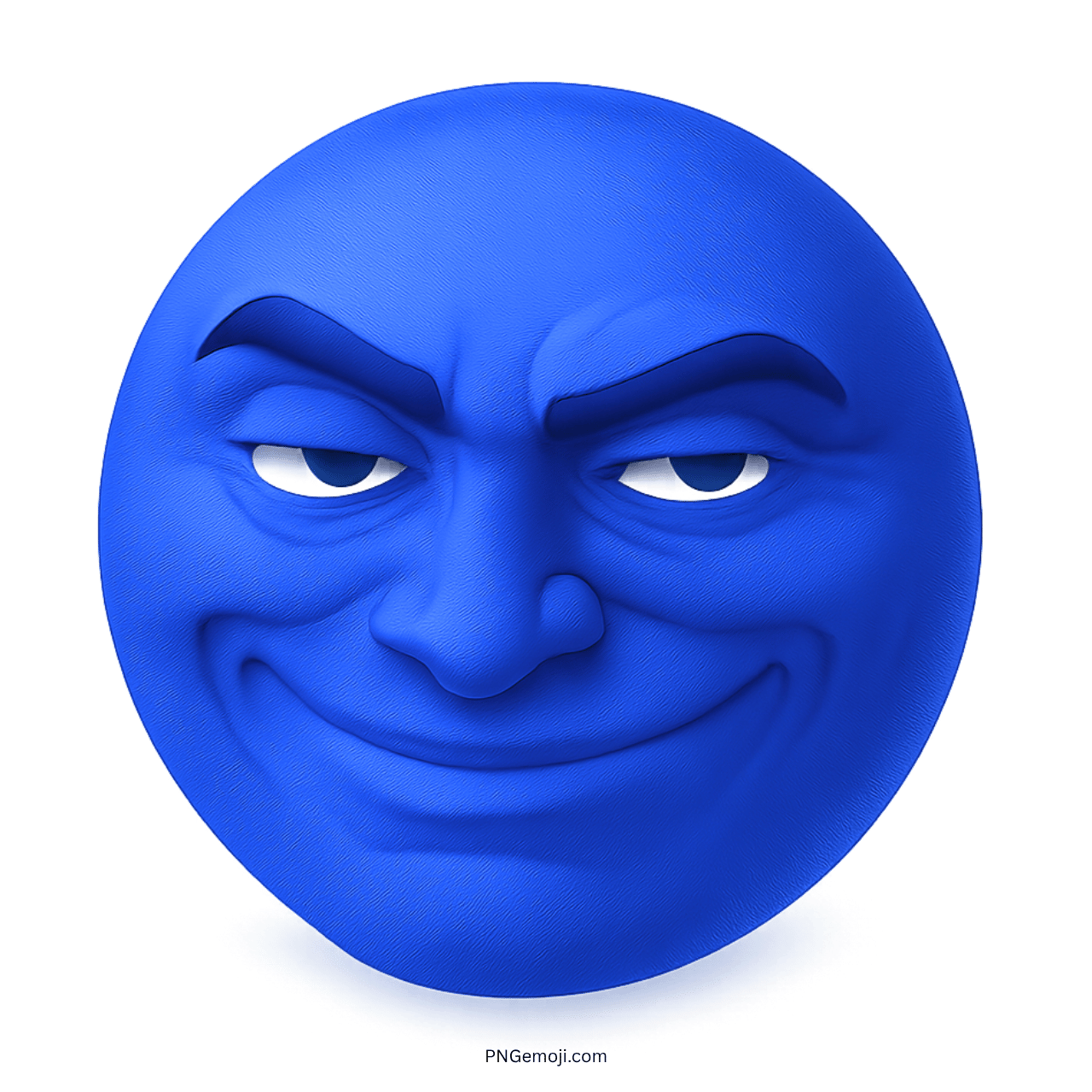 Blue sigma troll face meme emoji with mischievous grin and smug expression in 3D style