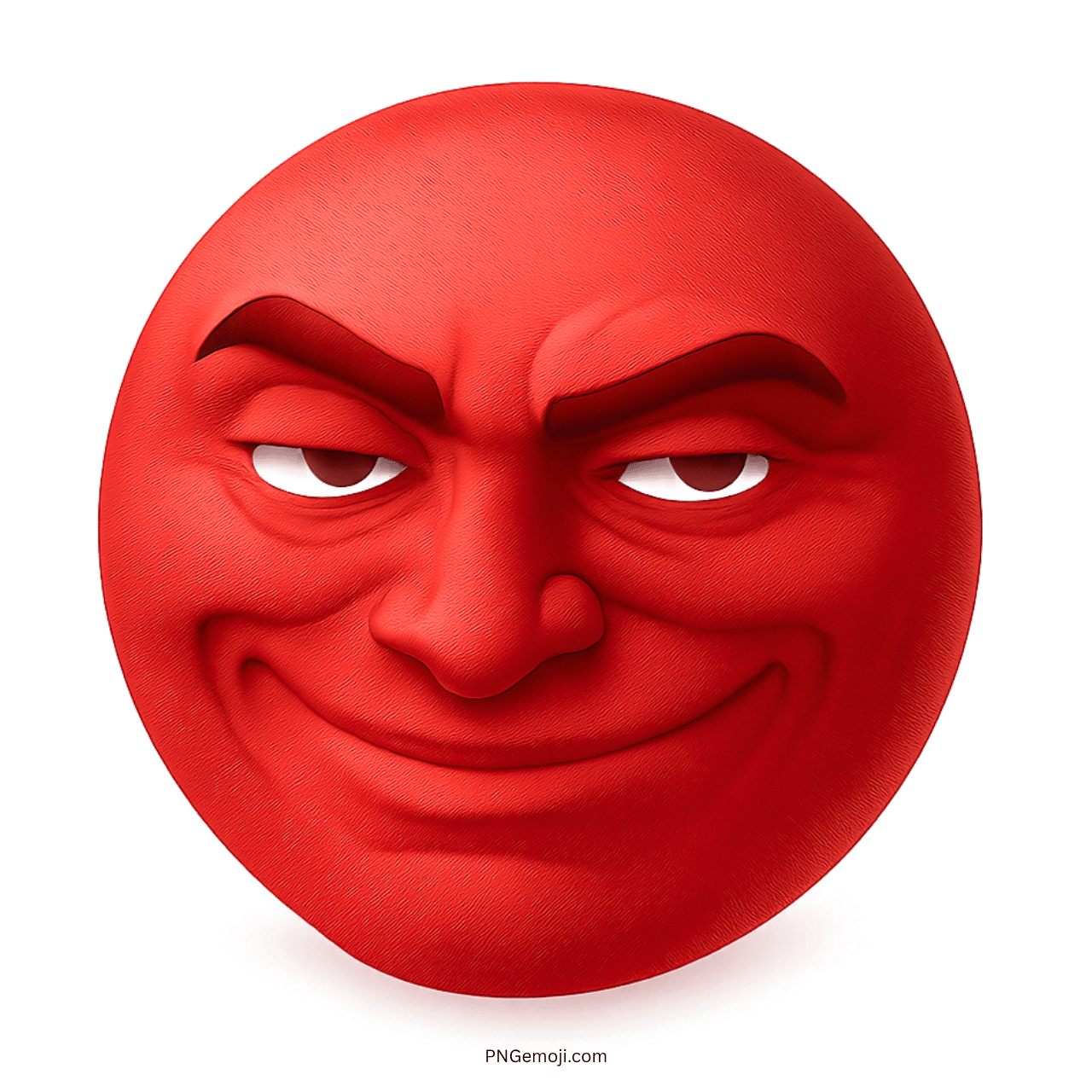 Red sigma troll face meme emoji with mischievous grin and confident playful 3D look