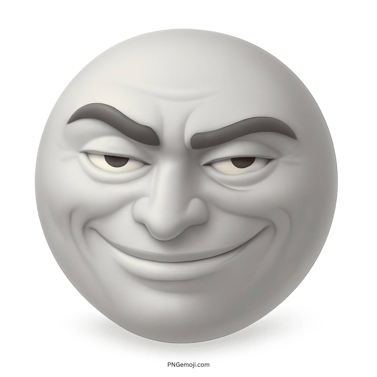 White sigma troll face meme emoji with smug grin and playful mischievous 3D expression