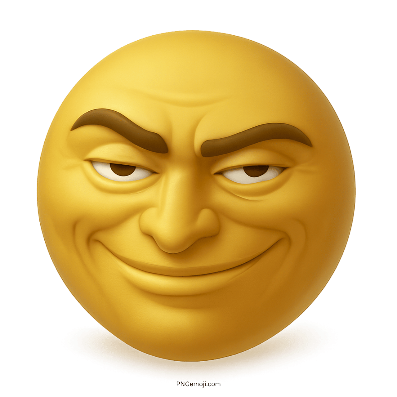 Yellow sigma troll face meme emoji with mischievous grin and confident playful 3D look