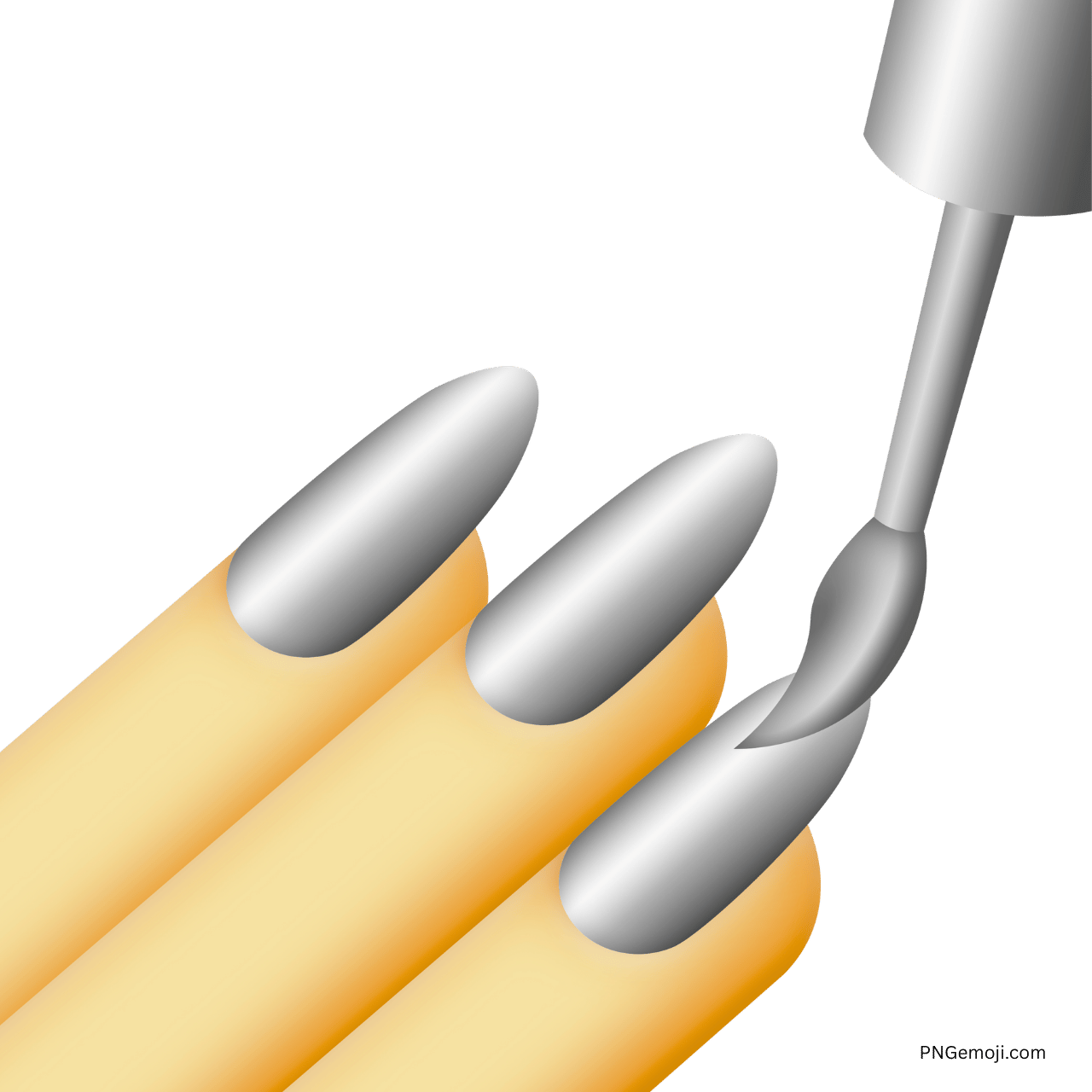 3D silver nail polish emoji showing metallic manicure with sleek glossy finish