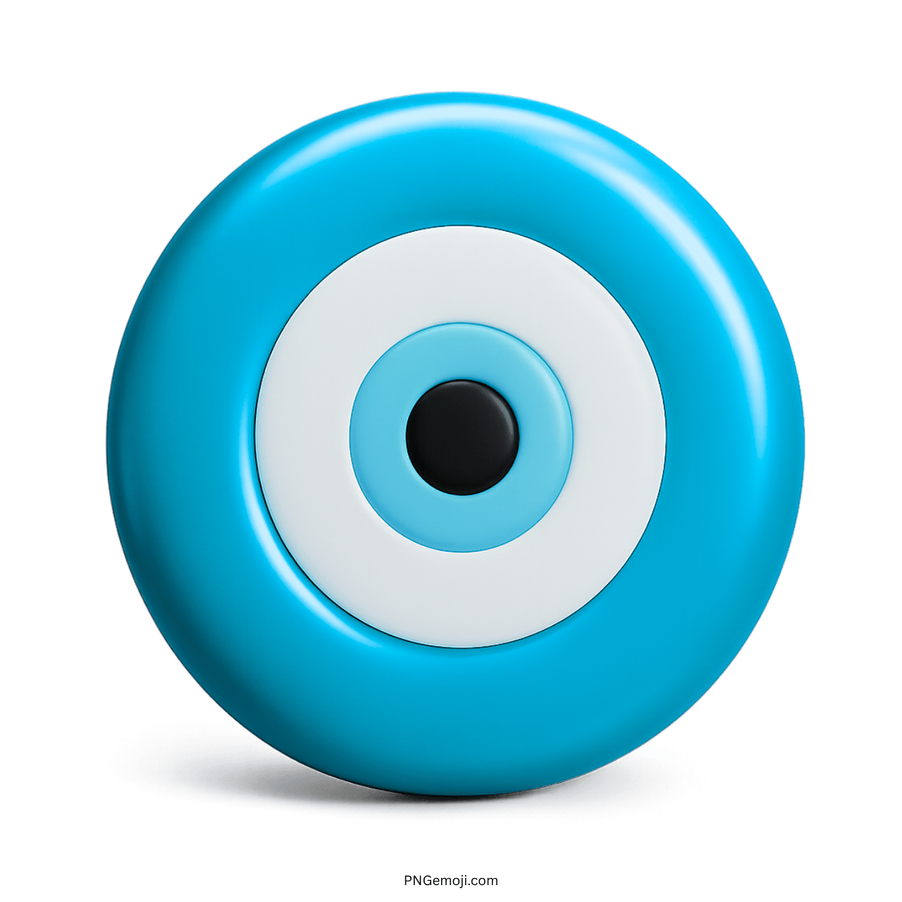 3D sky blue Nazar amulet emoji with modern evil eye charm and transparent background