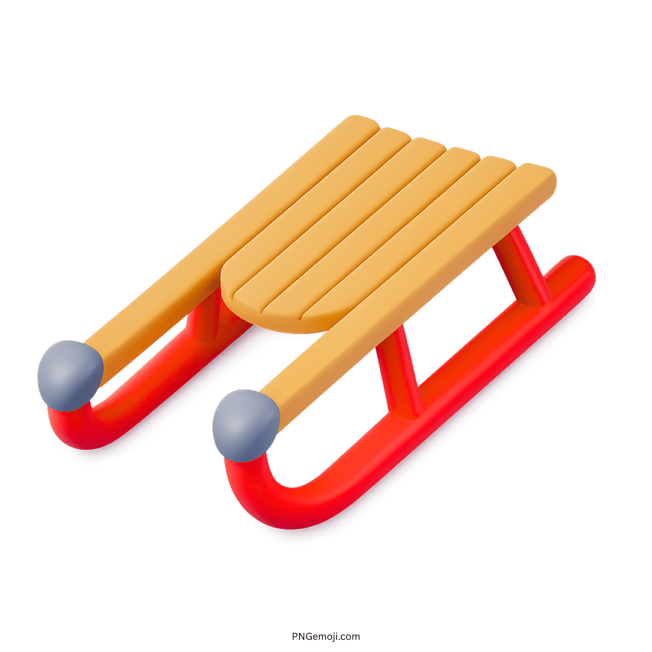 3D sled emoji in red and yellow with curved runners and gray tips.