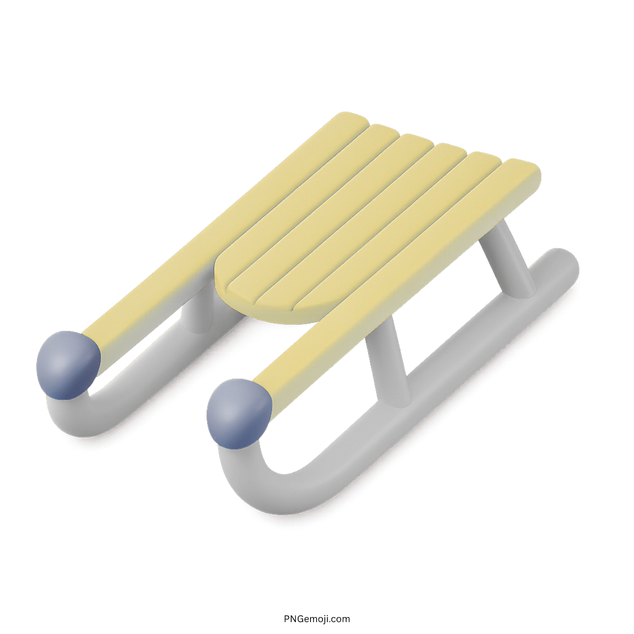 3D sled emoji with yellow seat and white curved runners.