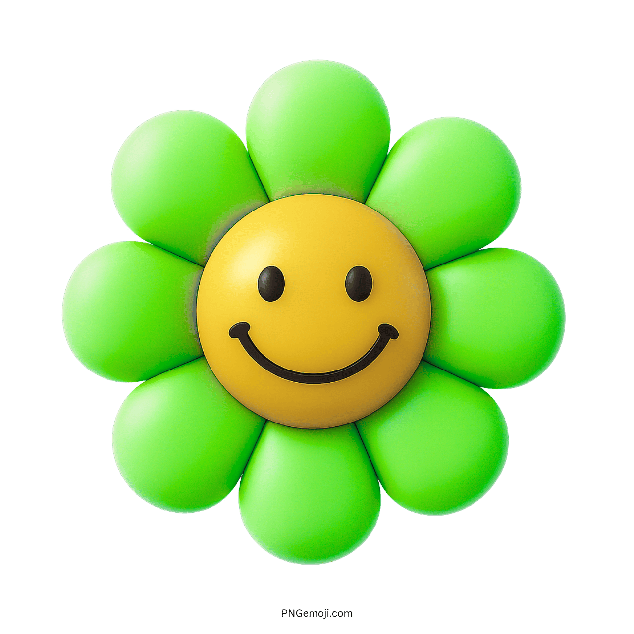 Smiley flower emoji with yellow face and green petals